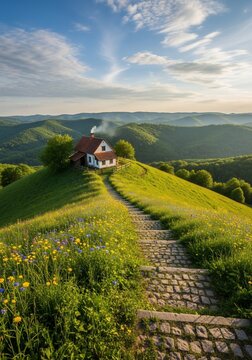 House on green hill