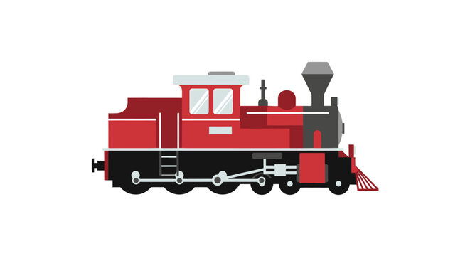 Red vintage steam locomotive train engine illustration.