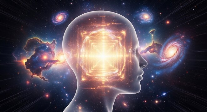 Human mind universe concept illustration