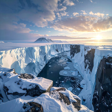 Ice canyon landscape sunlight