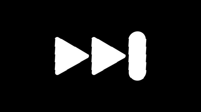 Fast Forward Symbol Glitch Animation on black background.