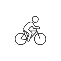 Fototapeta premium Minimalist Line Drawing of Person Riding Bicycle – Black and White Cycling Icon