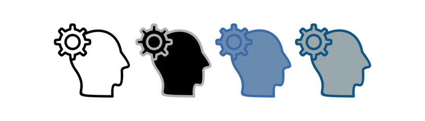 mind icon set multiple style collection with human head and gear design © mujahadah 