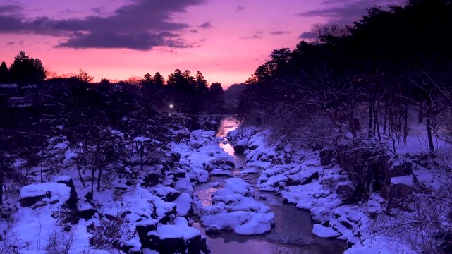 厳美渓の朝　磐井川