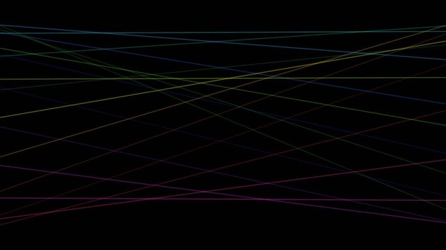 Glowing neon lines intersecting on black background, abstract technology concept
