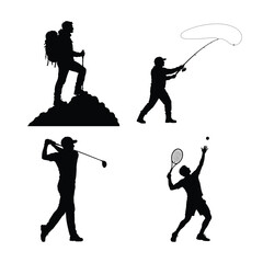 Obraz premium Silhouette of people engaging in various sports activities