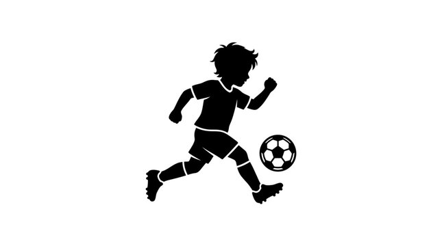 Boy Playing Soccer with Ball Energetically.