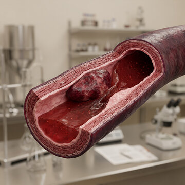 Deep Vein Thrombosis Blood Clot in Vein Cross Section Medical 3D Render