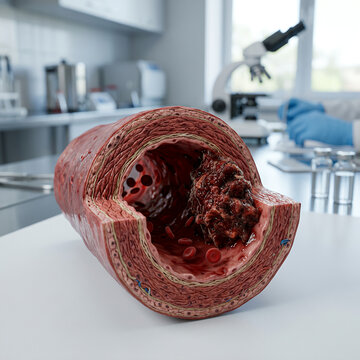 Deep Vein Thrombosis Blood Clot in Vein Cross Section Medical 3D Render