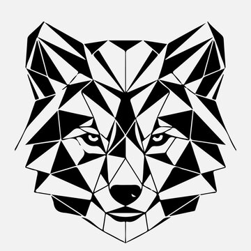 Geometric wolf head vector illustration abstract low poly wolf face logo