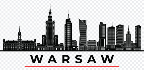 Obraz premium Warsaw poland city skyline silhouette vector illustration
