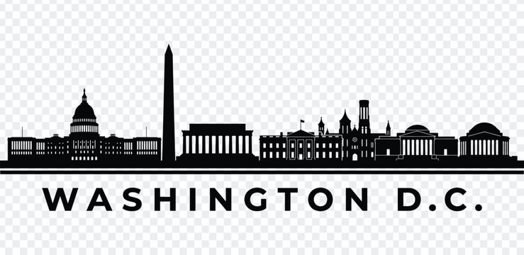 Washington dc city skyline silhouette, vector illustration