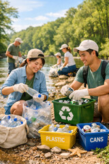Obraz premium A clean environment preserved by riverbank cleaning