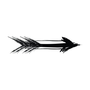 Textured hand drawn arrow pointing right vector illustration.
