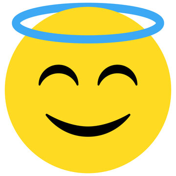 Smiling face with halo above head