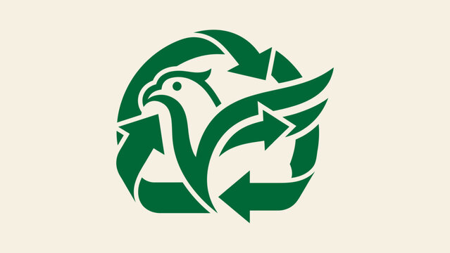 Green eagle bird logo integrated with recycling arrows symbol vector icon for environmental conservation and sustainability branding
