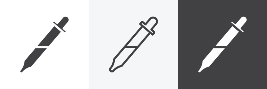 Eye dropper half icons in Thin line black color. flat simple vector symbols illustration.