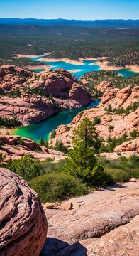 Stunning View of Watson Lake and Granite Dells in Prescott Arizona.