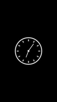 Minimalist white glowing neon clock face centered on a deep black background for dark mode themes