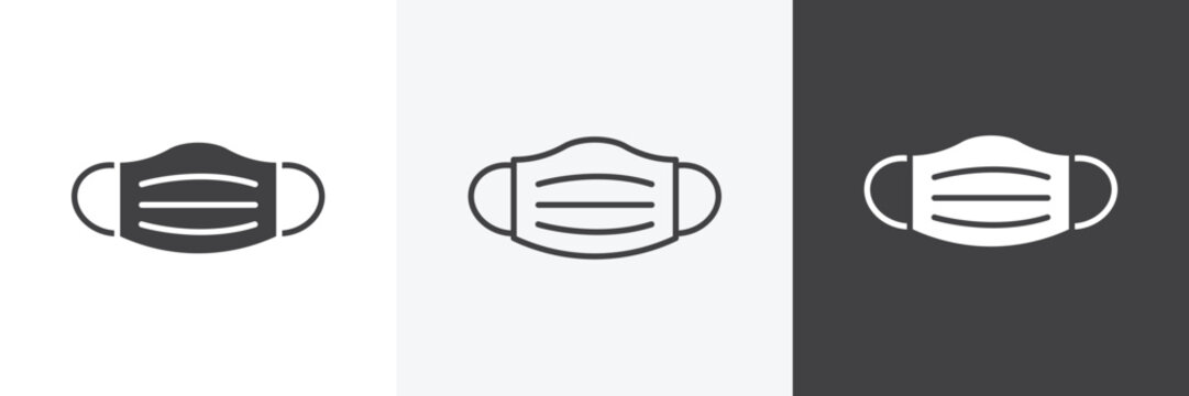 Mask face icons in Thin line black color. flat simple vector symbols illustration.