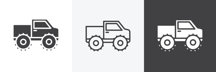 Monster truck icons in Thin line black color. flat simple vector symbols illustration. © safe