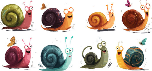 vector illustration of a set of snail © asadul