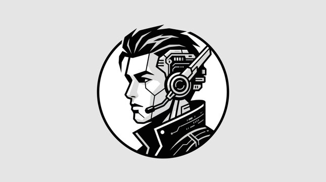 Cyborg portrait with technological implant