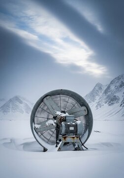 Industrial fan snow landscape