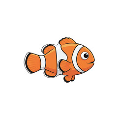 Obraz premium 3D cartoon clownfish icon, isolated on a transparent background