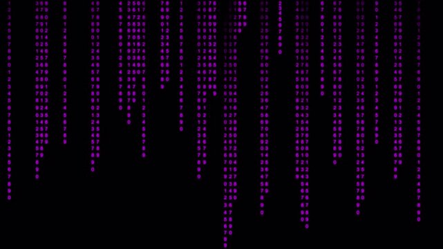Abstract purple matrix digital code streaming background animation.