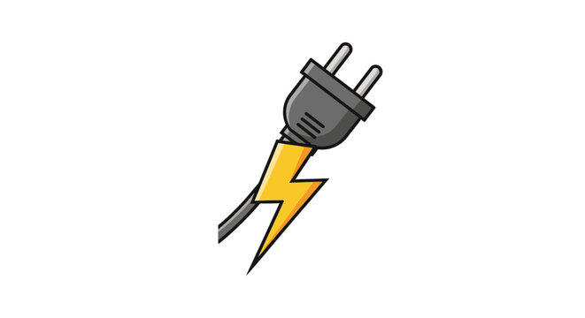 170 Electric plug, lightning bolt, power surge, energy icon, vector graphic 45