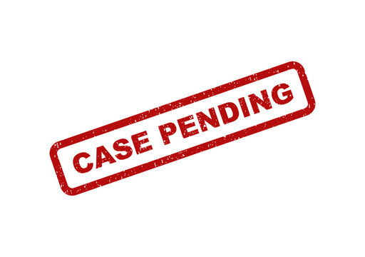 Red case pending stamp text isolated on a simple clean surface
