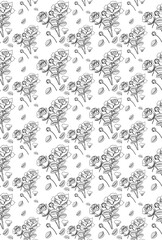 Obraz premium seamless floral pattern hand drawn rose flower
