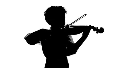 Fototapeta premium Silhouette of man playing electric guitar passionately.