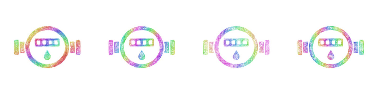 Rainbow sketch water meter icon design set