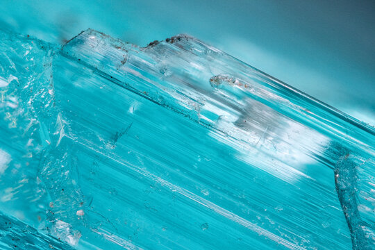 Blue tourmaline crystal structure under the microscope