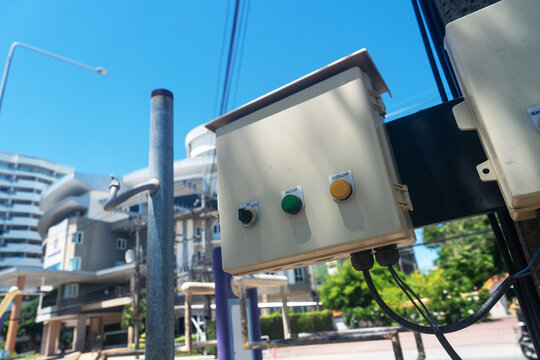 Electric Control Panel Outdoors Urban Area