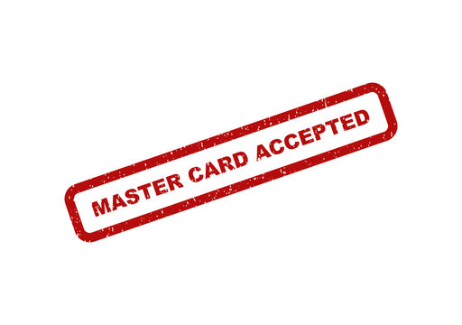 Red rubber stamp impression with text master card accepted on paper