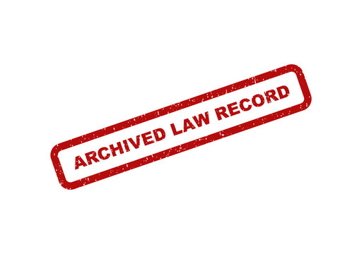 Red rubber stamp impression with the text archived law record