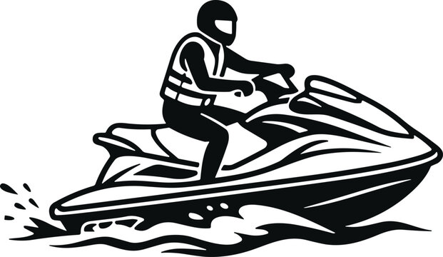 Rider on a fast jet ski silhouette