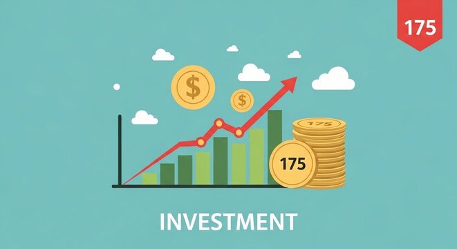 Investment growth chart with coins