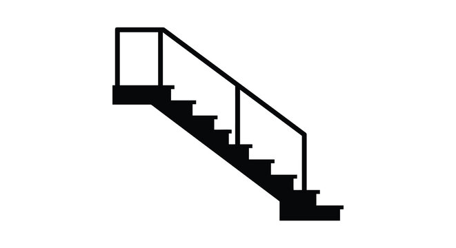 Staircase Silhouette Against A White Background Minimalist Design