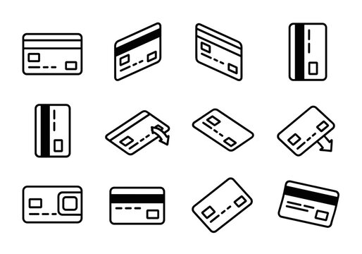 Credit card and payment method line icon set