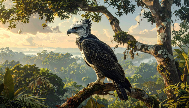 Eagle perched on branch