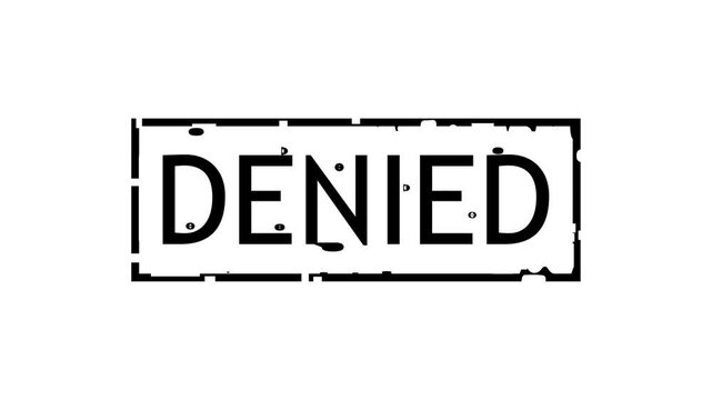 Denied Stamp Concept With Grunge Rectangle Mark Conveying Rejected Application and Access Refusal. Stamp design animation 4k video.