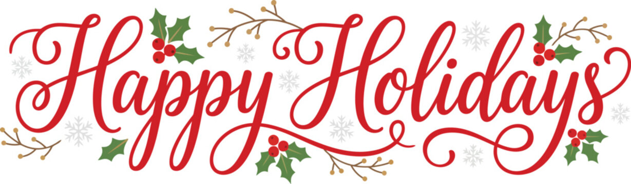 Happy Holidays Red Script Christmas Typography Banner