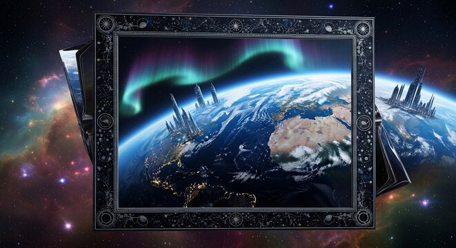 Earth framed aurora borealis