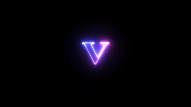 Multi colored inscription roman numerals V with light colored spots floating inside looped alpha channel at the end. 4K footage download