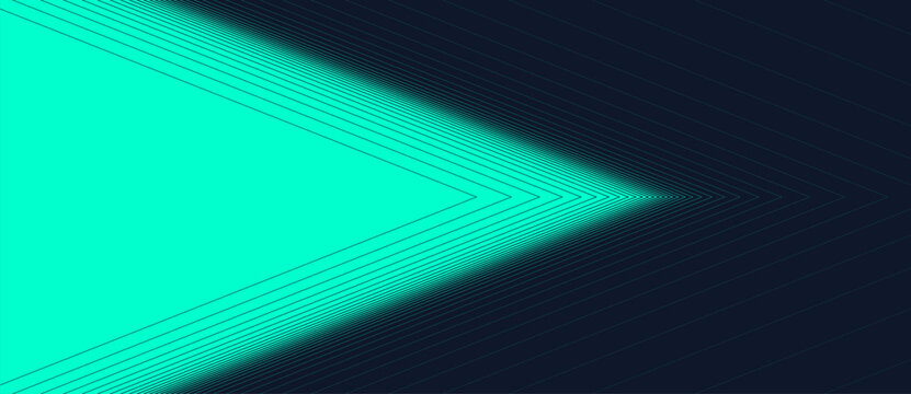 Abstract geometric background with cyan chevron lines. Vector optical illusion pattern featuring forward arrow stripes and modern linear halftone gradient transition texture.