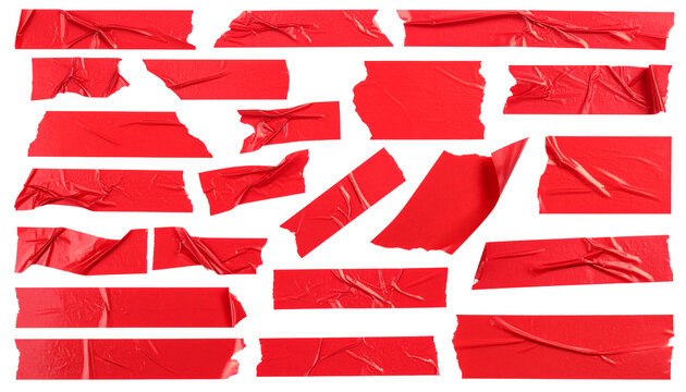 Various pieces of red tape strips for use as scrap paper and decorative backgrounds